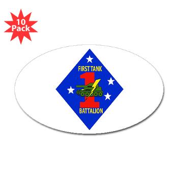 1TB1MD - M01 - 01 - 1st Tank Battalion - 1st Mar Div - Sticker (Oval 10 pk)